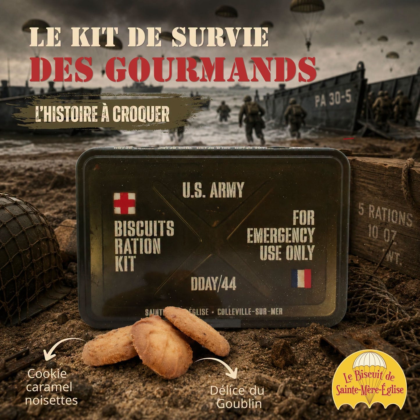 Boîte de biscuit d'urgence