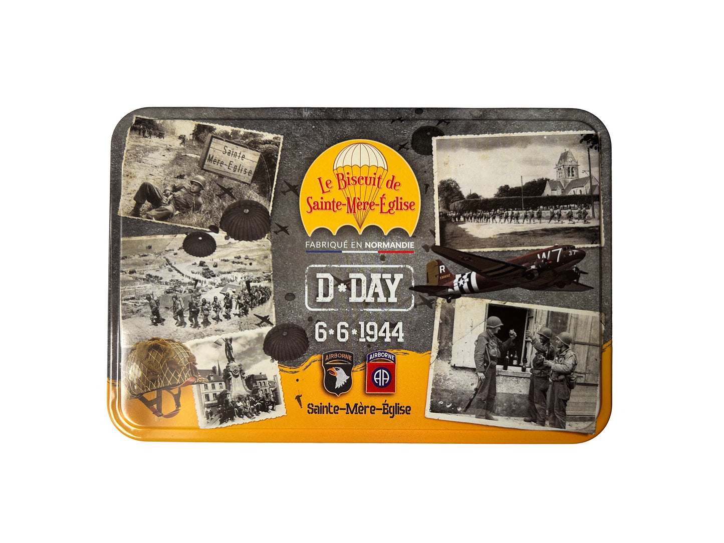 Grey and yellow D-DAY box