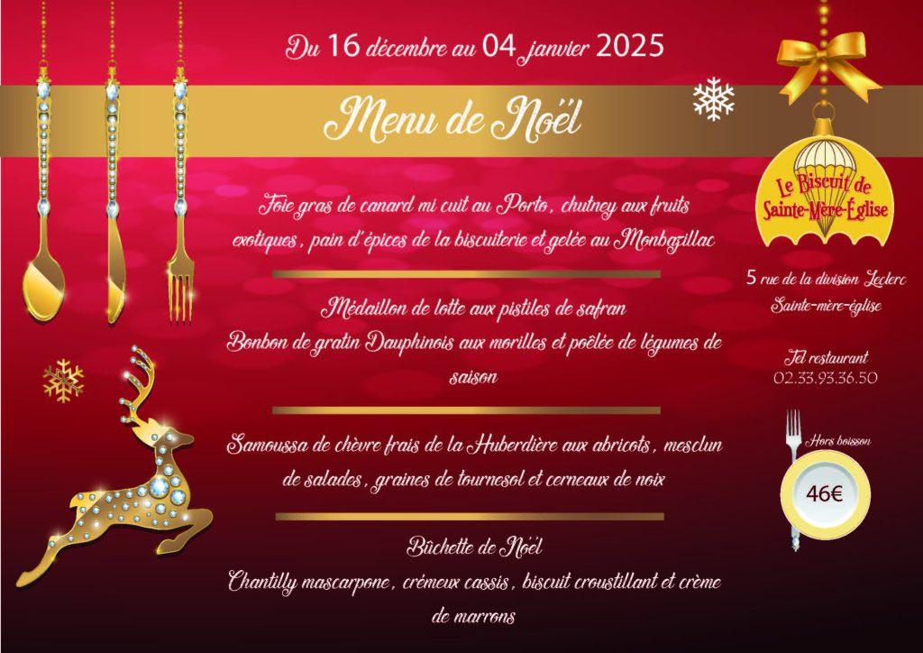 Menu de Noël du restaurant de la Biscuiterie