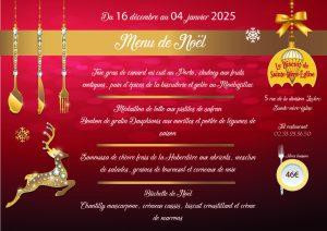 Menu de Noël du restaurant de la Biscuiterie